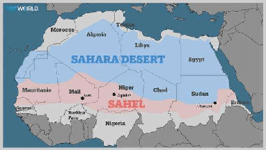 Map of the  Sahel Region, Africa